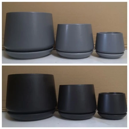 Matte Black Ceramic Plant Pot - Image 2