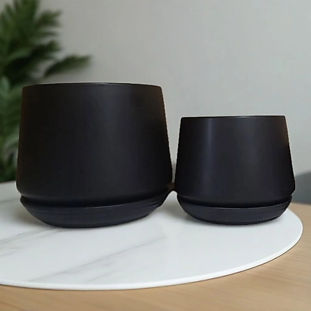 Matte Black Ceramic Plant Pot